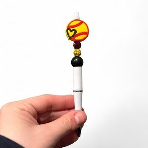 Softball Custom Beaded Focal Pen - $5 each -Comes With Pen Refill